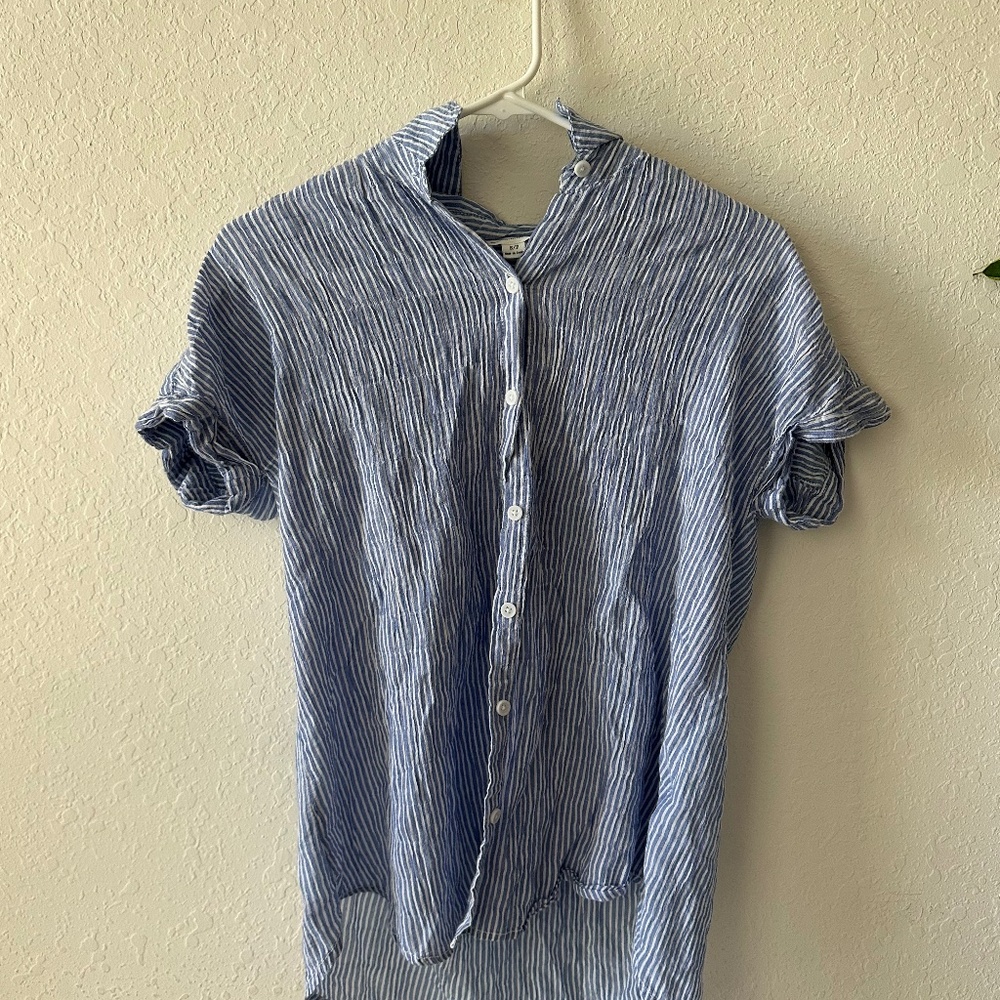 Blue and white button up